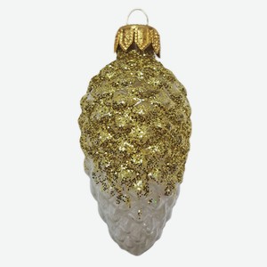 Ёлочное украшение  Шишка в снегу , прозрачная серия, золотая, в подарочной упаковке, h-8см