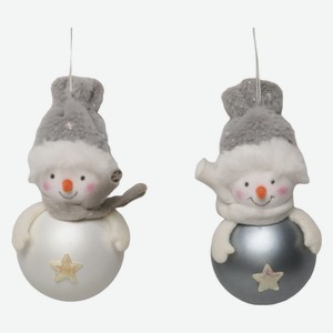 Украшение новогоднее Santa s World снеговики серые 12см арт.22C-5069 N1.N2