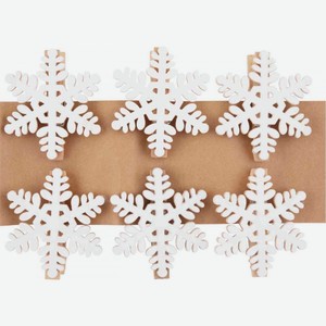 Декоративное украшение Снежинка на прищепке цвет: белый 6 см, 6 шт.