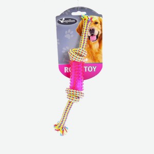 Papillon игрушка для собак  Плетеная веревка с пластиковой гантелькой  (24 см)