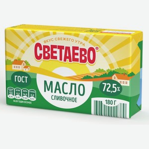 Масло СВЕТАЕВО Крестьянское сладко-сливочное несоленое высшего сорта 72,5% 180г
