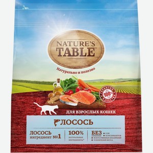 Nature s Table сухой корм для взрослых кошек с лососем (1.1 кг)