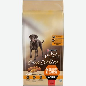 Pro Plan Duo Delice корм для взрослых собак средних и крупных пород, говядина (10 кг)
