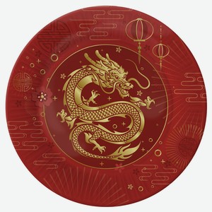 Набор бумажных тарелок Золотой дракон-2, 6 шт d 230 мм