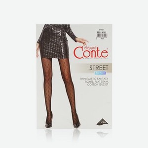 Женские колготки с рисунком Conte Street 20den Nero 4 размер