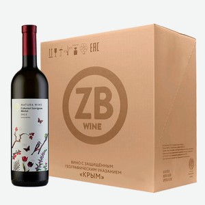 Вино тихое красное сухое ZB Wine Natura CABERNET-SAUVIGNON&MERLOT 2021 (6 шт.) 0.75 л