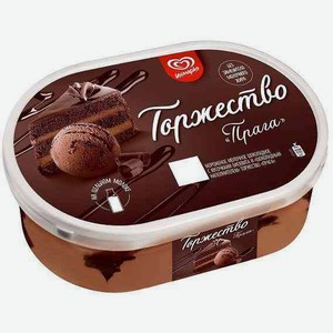 Мороженое молочное Торжество Шоколадная Прага с кусочками бисквита и шоколадным наполнителем, 420 г