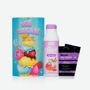 Женский подарочный набор Delicare ( гель для душа Dessert   Ice cream   400мл + маска для волос   глубокое увлажнение   25г*2шт )