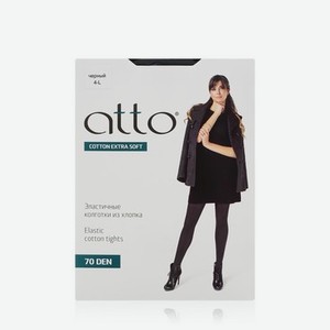 Женские хлопковые колготки Atto Cotton 70den Черный 4 размер