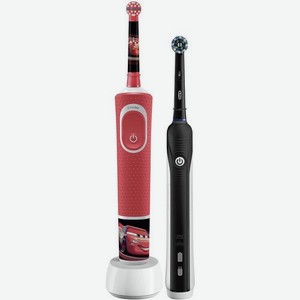 Набор электрических зубных щеток Oral-B Family Edition Pro 1 700+Kids Cars цвет:черный и красный