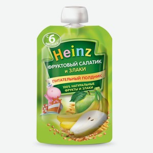 Фруктовое пюре Heinz Фруктовый салатик и злаки, с 6 месяцев, 90 г