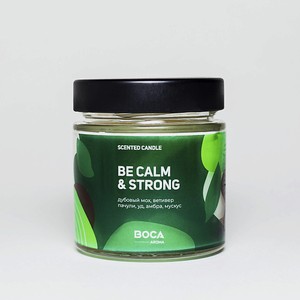 BOCA AROMA Свеча ароматическая в банке, аромат BE CALM & STRONG: дубовый мох, ветивер, роза 250