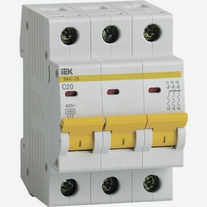 Выключатель автоматический IEK ВА47-29 (MVA20-3-020-C) 20A тип C 4.5kA 3П 400В 3мод белый (упак.:1шт