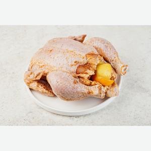 Цыпленок-бройлер, фаршированный апельсинами с розмарином