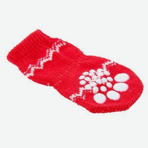 Носки для животных Пижон нескользящие «Снежинка» размер L 4 шт. красные