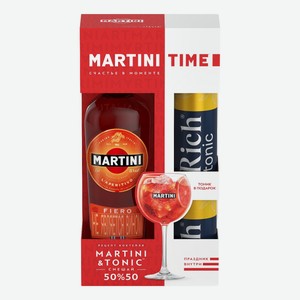Напиток винный Martini Fiero сладкий + Тоник Rich (330мл х 2шт) в подарочной упаковке, 1.5л
