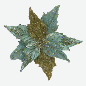 Цветок пуансеттия ChristmasDeLux зеленая-золотая, 20см