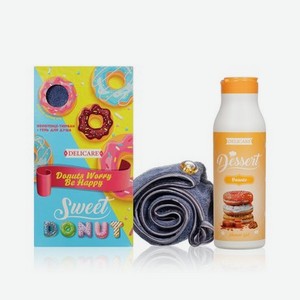Женский подарочный набор Sweet Donut ( гель для душа Delicare Dessert 400мл + полотенце - тюрбан Aqua Joy )