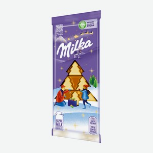 Шоколад молочный Milka с белым шоколадом в виде елочек, 100г Германия