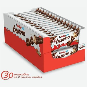 Хрустящие вафли Kinder Bueno в молочном шоколаде 43 г 30 шт