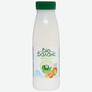 Биойогурт питьевой Bio-Баланс персик-яблоко 1.5%, 330 г
