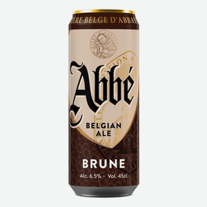 Напиток пивной Abbe Brune Belgian Ale темный фильтрованный пастеризованный 6.5%, 0,45 л
