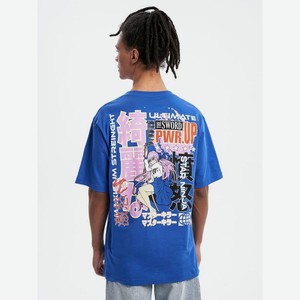 Хлопковая футболка с принтом аниме на спине