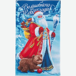 Полотенце вафельное Доляна Волшебного Нового года цвет: голубой/красный, 35×60 см