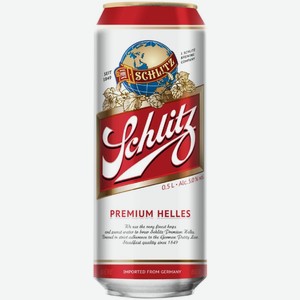Пиво Schlitz Премиум Хеллес светлое пастеризованное 5%, 430 мл в ...