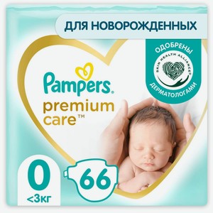 Подгузники Pampers Premium Care 0 1.5-2.5кг 66шт