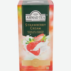 Чай черный Ahmad tea Strawberry cream в пакетиках, 25 шт., 37,5 г