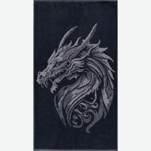 Полотенце махровое ДМ-люкс Дракон цвет: серый/чёрный, 70×130 см