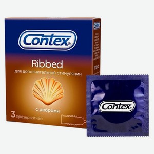 Презервативы с рёбрышками CONTEX Ribbed - 3 шт.