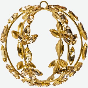 Шар 8см стекло Купман золотой с кристаллами Купман Интернэшнл , 1 шт