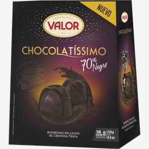 Конфеты в горьком шоколаде Валор пралине трюфельная начинк Валор кор, 250 г