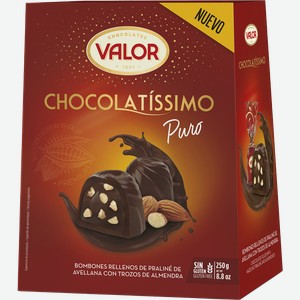 Конфеты в темном шоколаде Валор пралине с миндалем Валор кор, 250 г