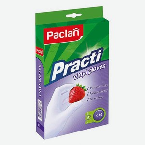 Перчатки Paclan Practi виниловые, размер M, 10 шт.
