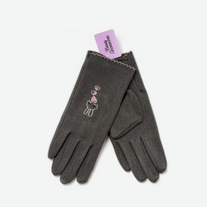 Женские перчатки Atto , серые с зайчиком , M