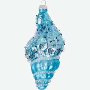 Ёлочное украшение Ракушка цвет: синий, 12,8 см