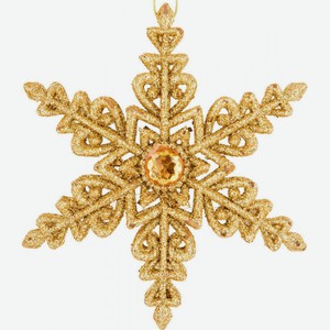 Ёлочное украшение Снежинка цвет: золотой, 12 см