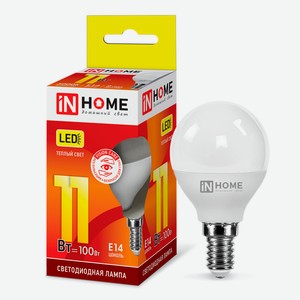 Лампа светодиодная IN HOME 11Вт-230В-3000К–E14, колба P45 шар
