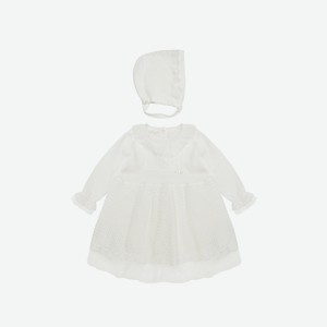 Комплект для девочки платье и чепчик leoking, белый (86)