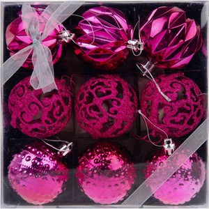 Набор ёлочных украшений Набор шаров цвет: фиолетовый 6 см, 9 шт.