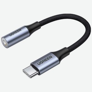 Аудиоадаптер  Ugreen USB C - AUX Jack 3.5 мм (f) с чипом DAC (ЦАП), в оплетке, цвет серый космос, 10 см (80154)