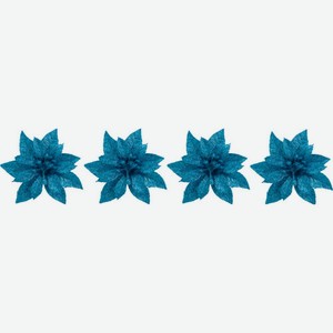 Ёлочная украшение Цветы цвет: синий 8 см, 4 шт.