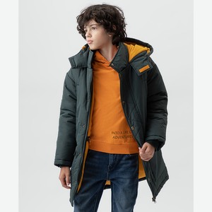 Пальто зимнее для мальчика Button Blue с капюшоном, зеленое (158*76*66)