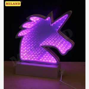 Светильник 3D зеркальный Единорог, фиолетовый свет УД-9715