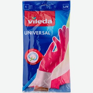 Перчатки хозяйственные универальные Vileda с хлопковым напылением, размер L/9 1 пара