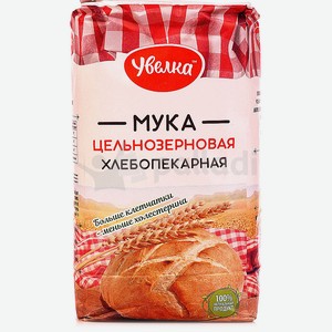 Мука Увелка пшеничная хлебопекарная цельнозерновая высший сорт, 1.9 кг
