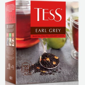 Tess Earl Grey черный чай с цедрой лимона в пакетиках 100 шт., 180 г